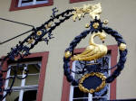 Close-up of the wonderfully crafted wrought-iron sign at the Kurpf�lzisches Museum der Stadt Heidelberg (Palatinate Museum of the City of Heidelberg).